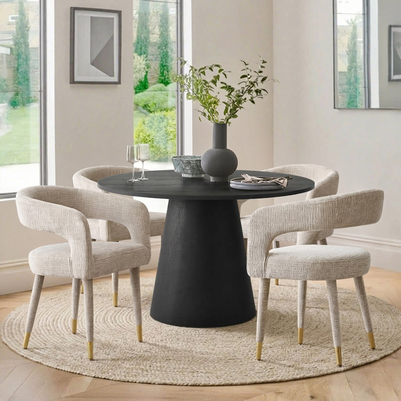 Upholstered Open-Back Dining Chairs (Set of 4), Oatmeal