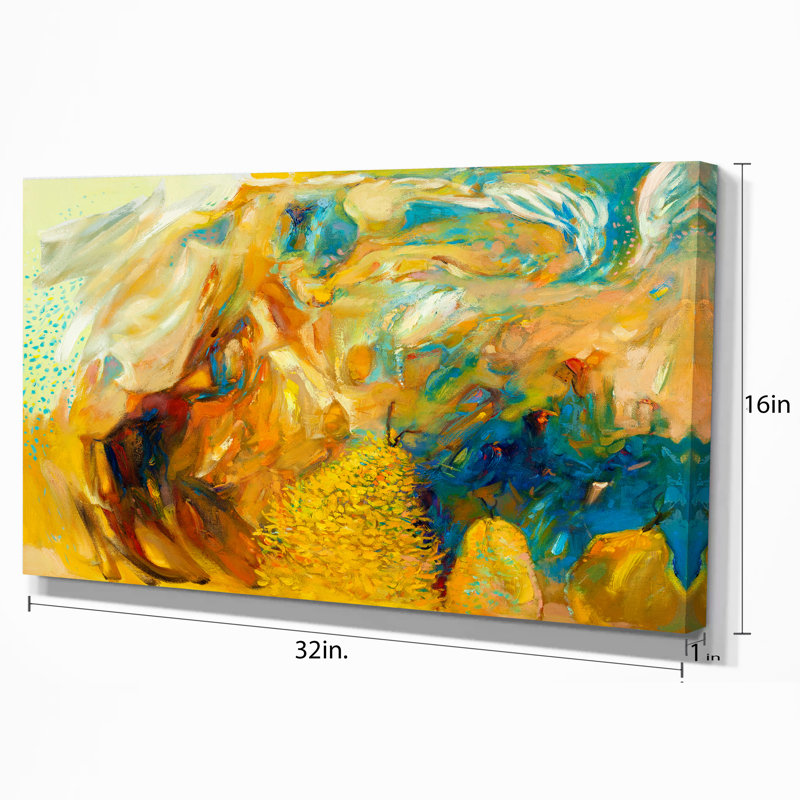 Large Yellow Abstract Collage Canvas Print