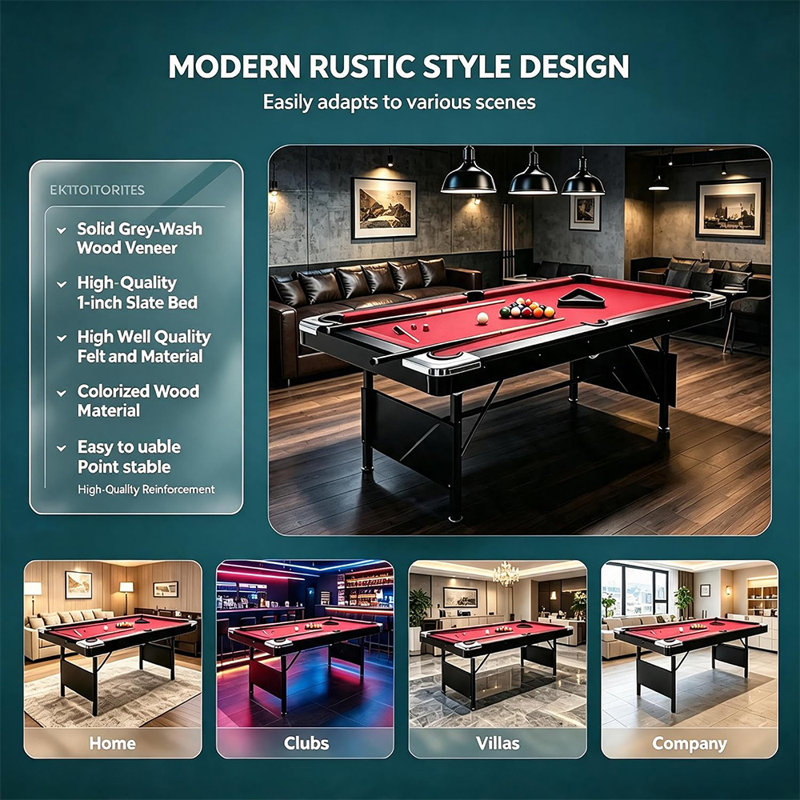 Table de billard portative 6 pi, table de billard pliante avec surface en feutre de qualité supérieure et accessoires pour la salle de jeu, le sous-sol et la fête