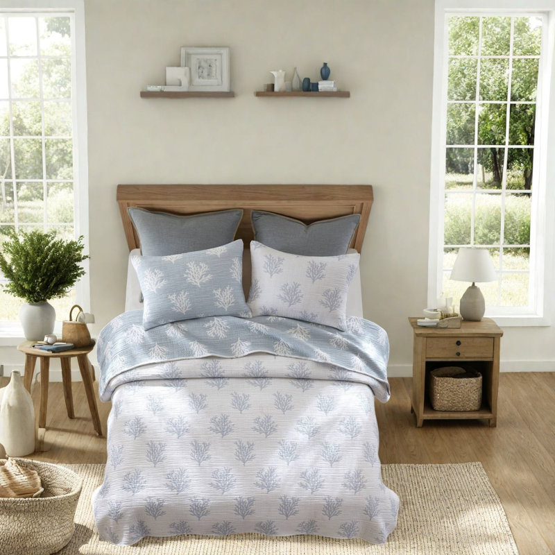 Cotton Blend Floral Quilt Set