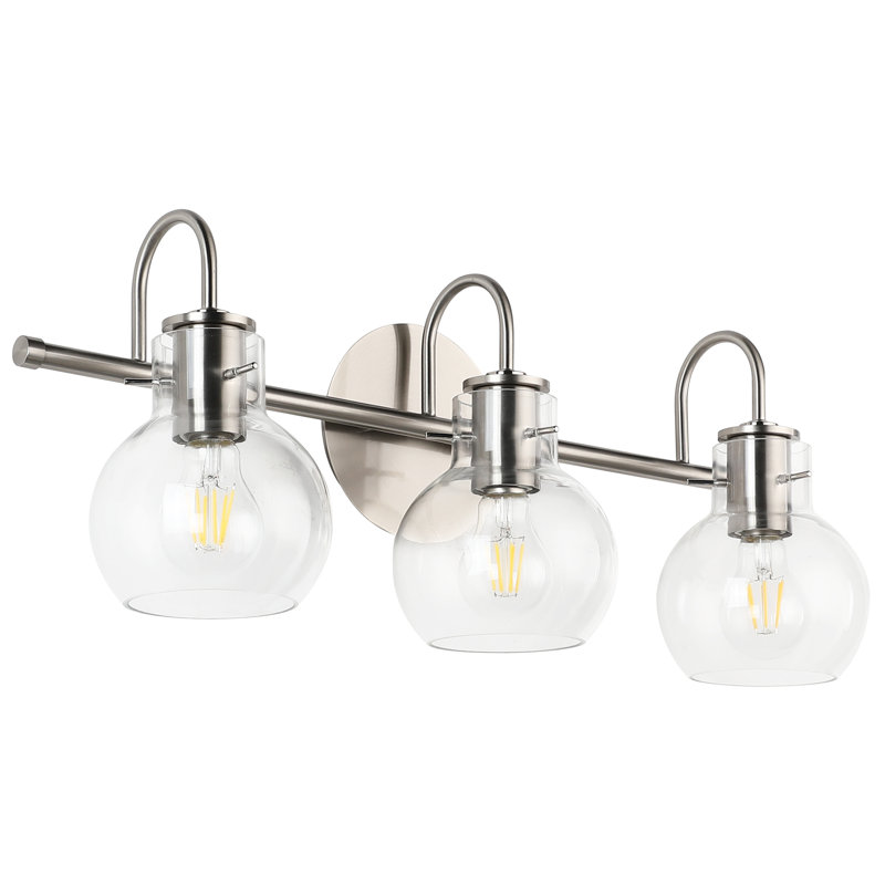 SOLFART Brushed Nickel Bathroom Light Fixtures Wall Lighting Sconce(3 Lights) Over Mirror, Brushed Nickel