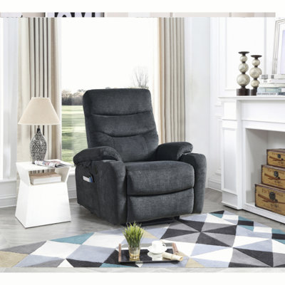 Fauteuil inclinable électrique avec massage et chaleur pour personnes âgées, 3 positions, 2 poches latérales, porte-gobelets, ports de charge USB, fauteuil inclinable électrique en tissu haut de gamme pour le salon.