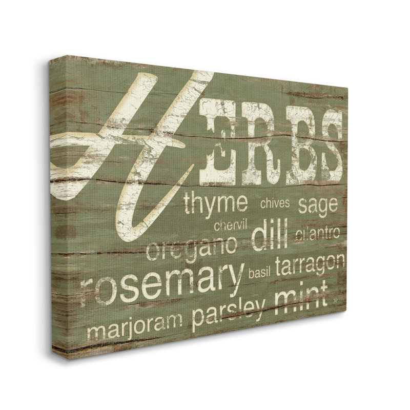 Herbes et mots - cuisine verte, Plaque murale, L 36 po x H 48 po