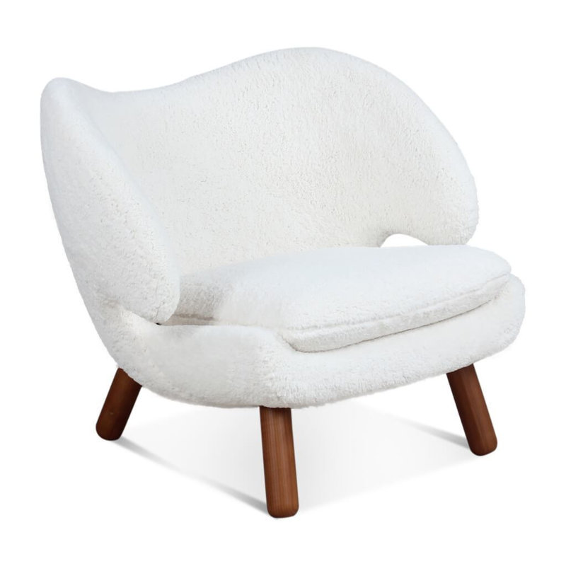 Chaise Sherpa - Nuage blanc / noyer