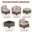 Ensemble de conversation modulaire 10 pièces pour patio avec osier en PE, coussins de 4 po et table basse-583517255
