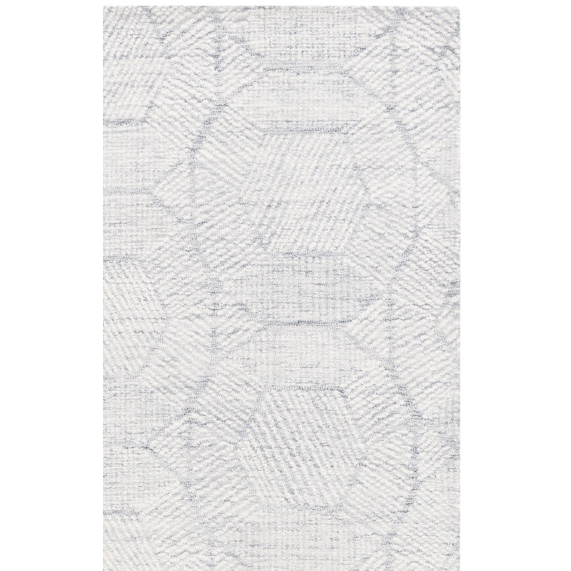 Tapis gris clair en laine touffeté à la main Luceile, Rectangle 8 pi x 10 pi