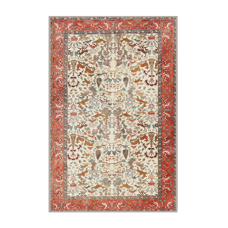 Tapis oriental beige / rouge, Rectangle 5 pi x 8 pi