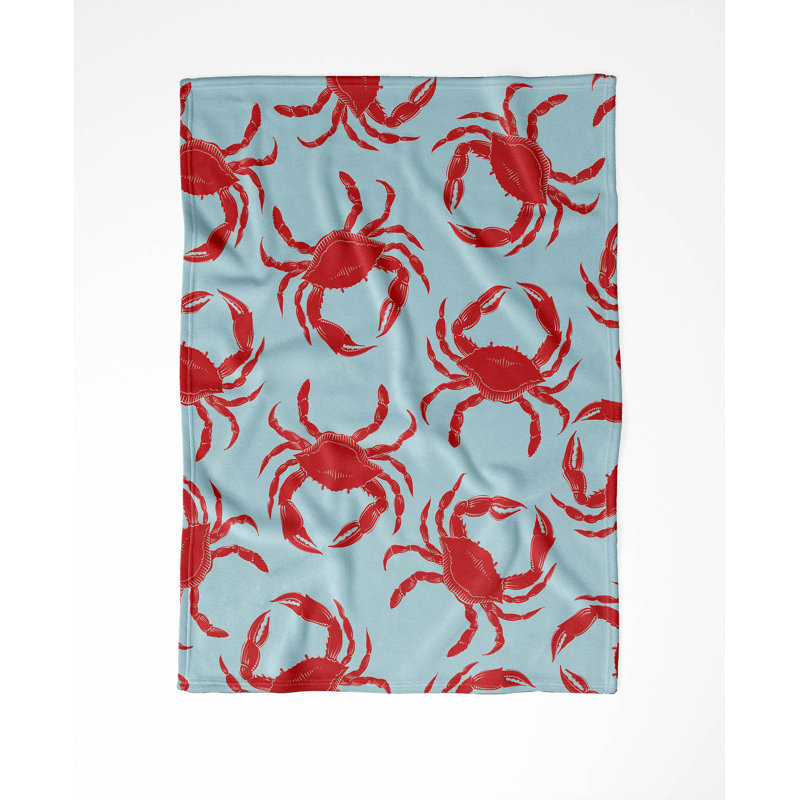 Couverture en velours de coton vison doux Crabby, Bleu, L 60 po x l 50 po