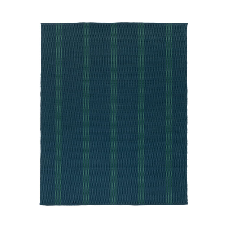 Sorrento Handwoven Performance Stripe Deep Blue Fabric Area Rug