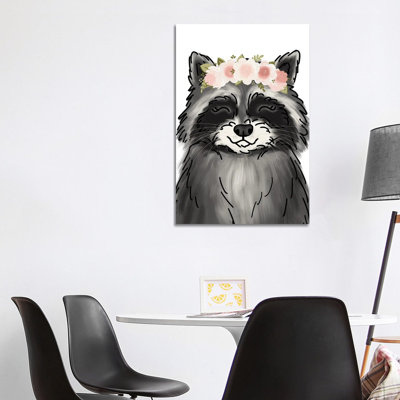 Floral Crown Raccoon by Katie Bryant - Wrapped Canvas Print