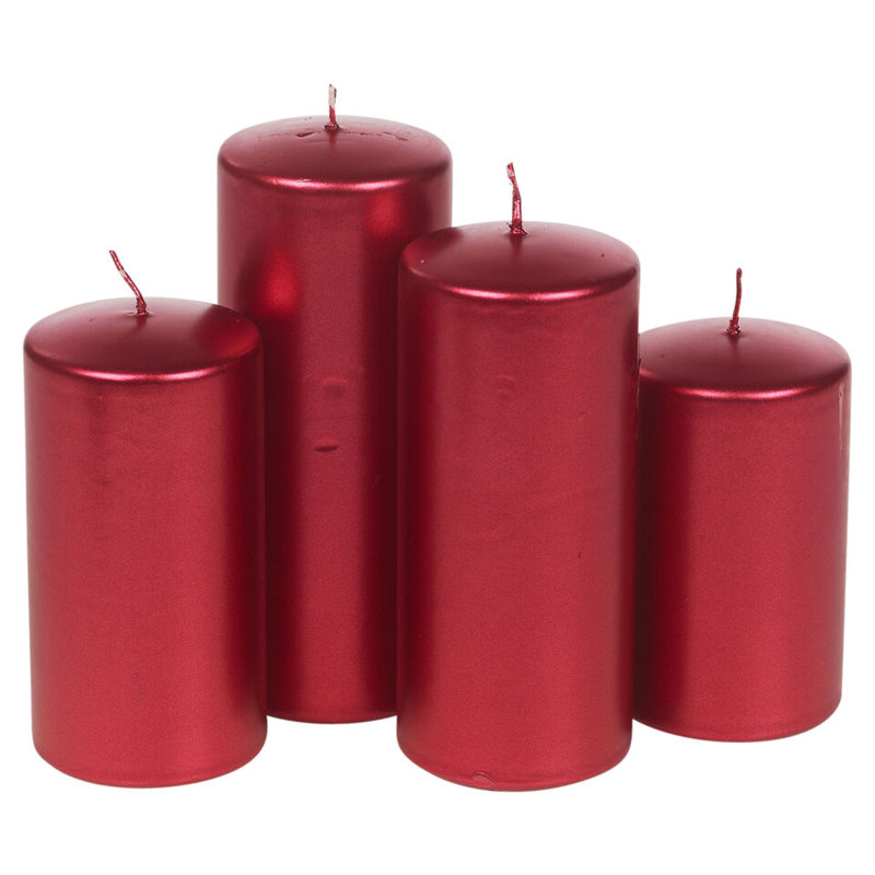 Antoin Unscented Flameless Pillar Candle with Wax Holder, Red