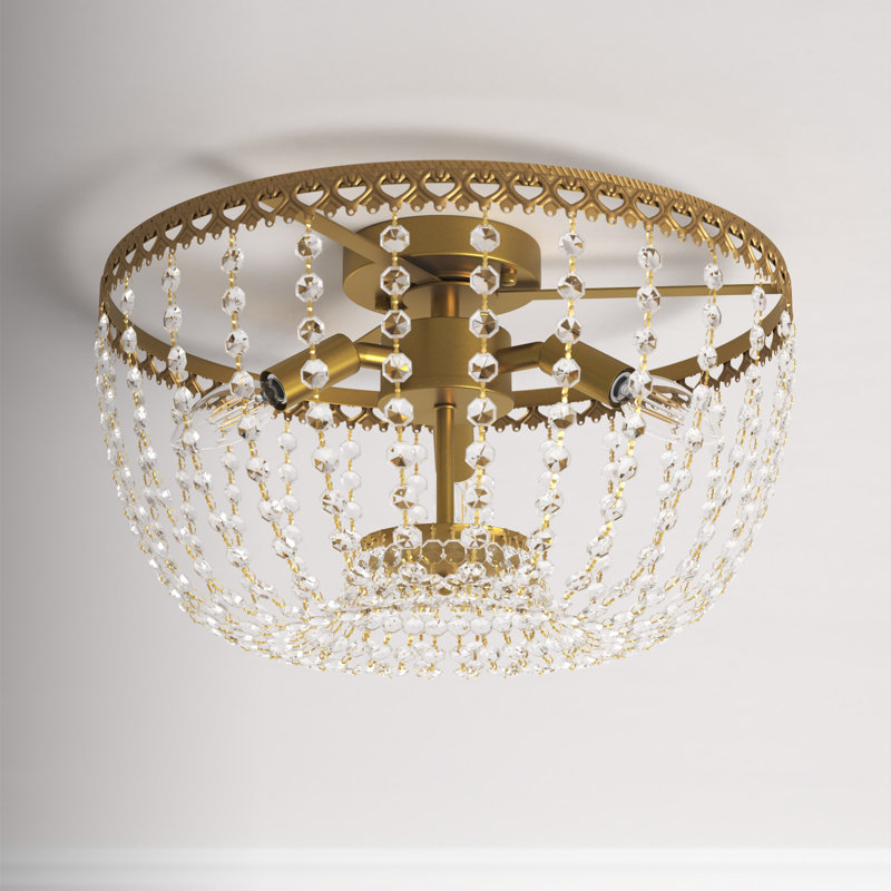 Plafonnier encastré 3 lumières Attahrawi, Laiton, H 9,5 po x l 16 po x P 16 po
