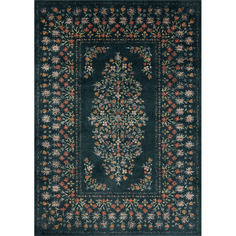 Rifle Paper Co. x Loloi Laurel Navy Area Rug, Rectangle 5'3" x 7'8"
