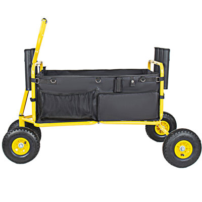 Garden Cart With Rod Holders,Umbrella Holder And Storage Pockets
