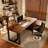 Rectangular Solid Wood + Iron with 4 drawers desk-154670429