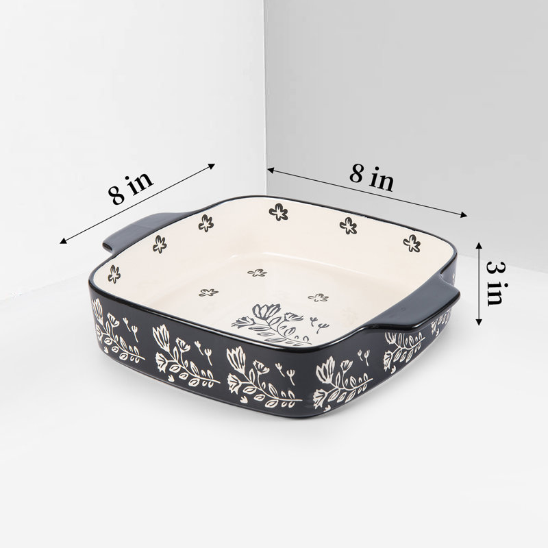Wisenvoy Square Ceramic Casserole Bakeware, Black