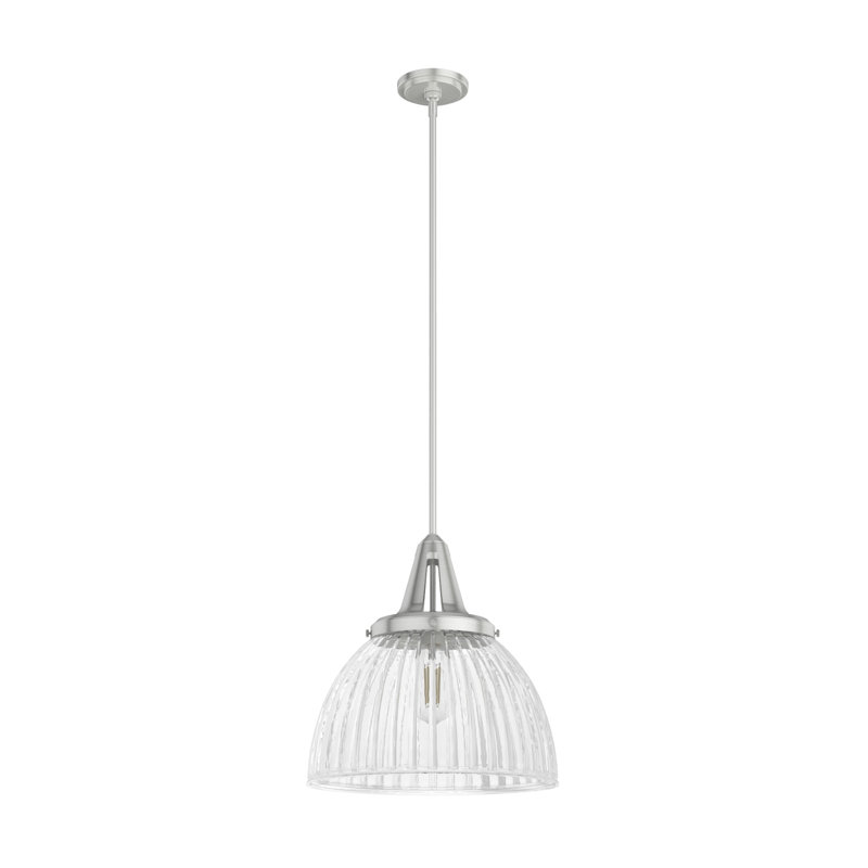 Cypress Grove Brushed Nickel Mini Pendant with Fluted Glass