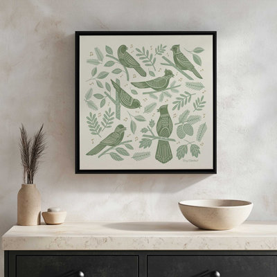 Song Birds Green By Carey Copeland Canvas Art Print