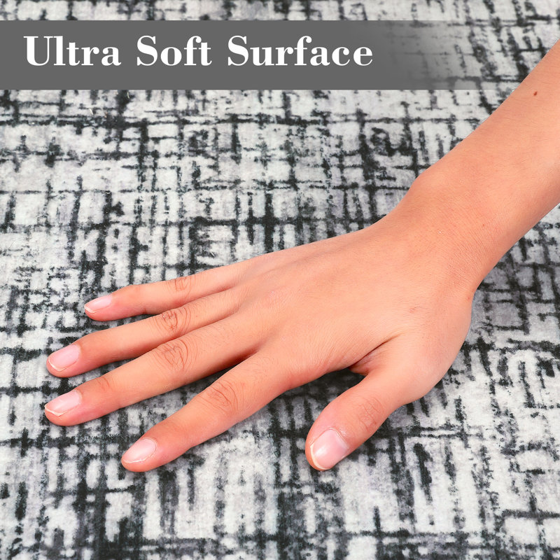 Abstract Washable Area Rug for Living Room Dining Room Geometric Rug, Rectangle 8' x 10'