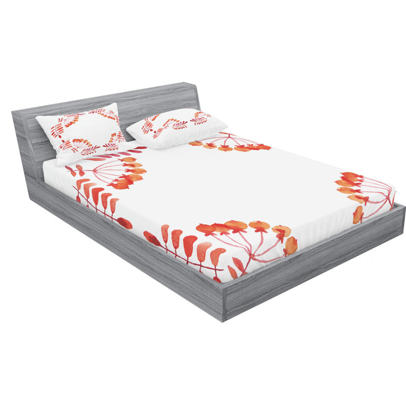 Microfiber Floral Sheet Set, Full Sheet Set with Fitted Sheet