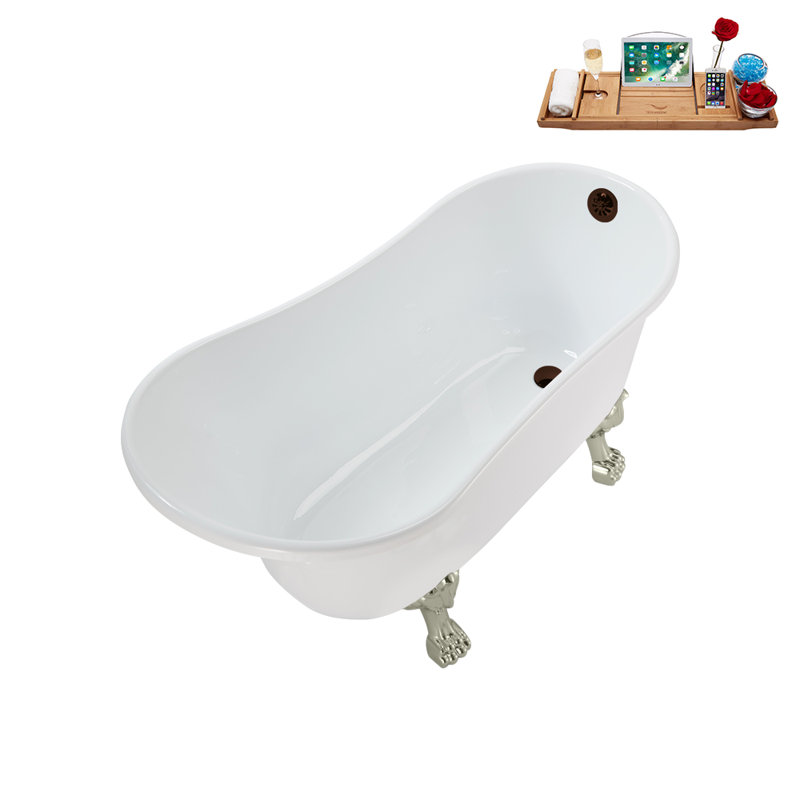 51.2'' x 25.6'' Soaking Acrylic Bathtub, Brushed Nickel, Matte Oil Rubbed Bronze