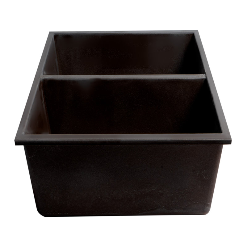 Chocolate Granite Double Bowl Undermount Kitchen Sink, 34"