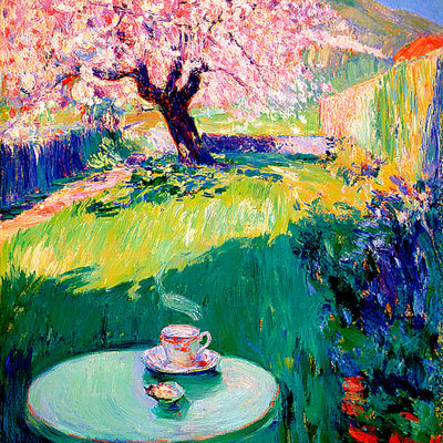 Garden Tea Moment Wrapped Canvas Wall Art
