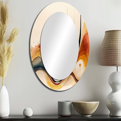 Miroir mural ovale brûlé orange