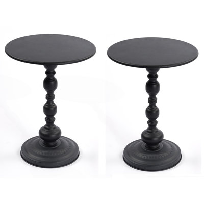 2P Vintage Metal Coffee Table, Round Side Table
