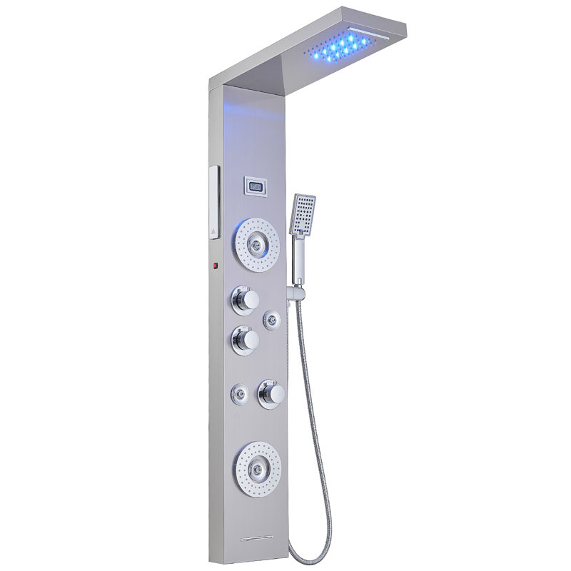 Système de douche à panneau de douche 51,57 "Radiance avec pomme de douche réglable, Nickel chromé