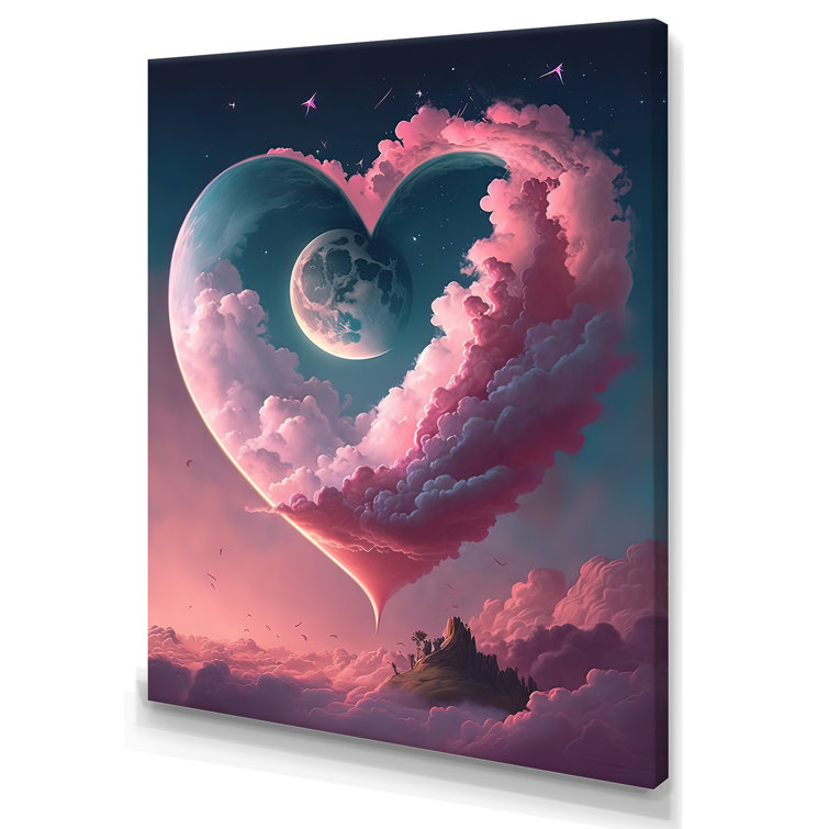 Millwood Pines Alauni Heart Shaped Moon On Canvas by Ysign Print