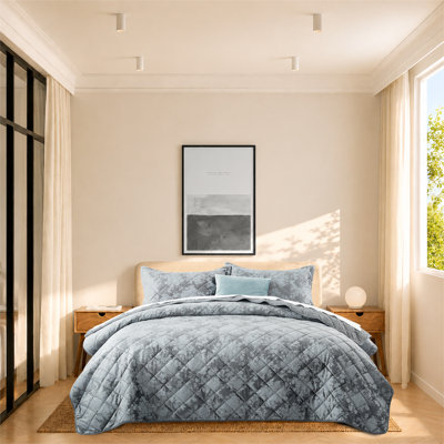 Ensemble de couvre-lit moderne en velours embossé - courtepointe légère toutes saisons avec taies d'oreiller