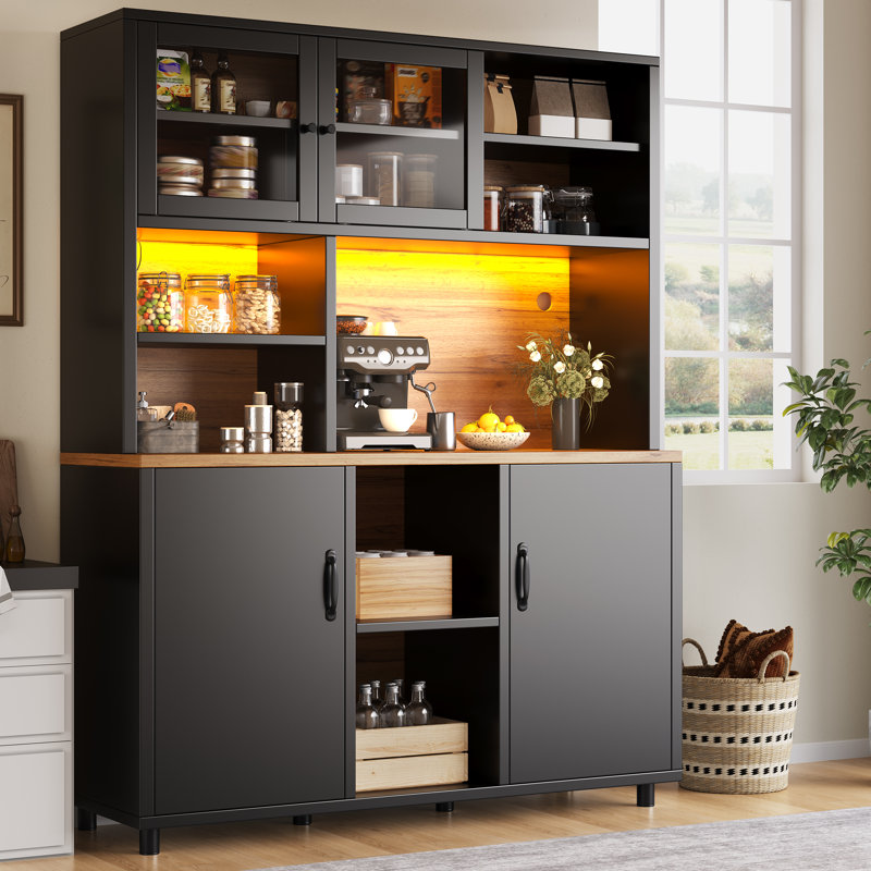 185cm Kitchen Pantry, Black
