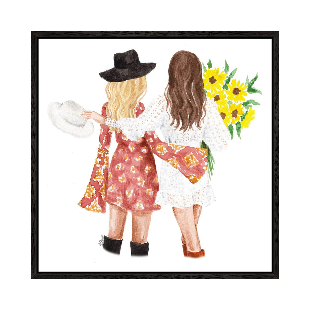 Beste Freunde mit Sonnenblumen von Style Of Brush - Gallery-Wrapped Canvas Giclée