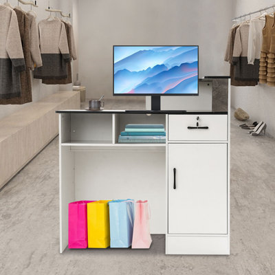 Bureau de réception, bureau de réception avec tiroir verrouillable, comptoir de réception