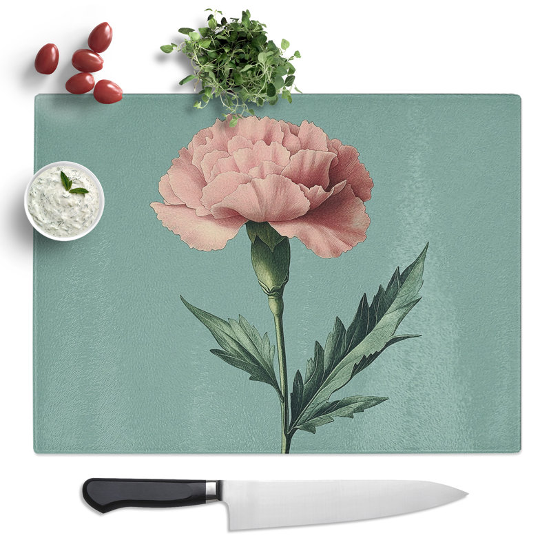 Carnation Flower Vol.1  Glass Chopping Board