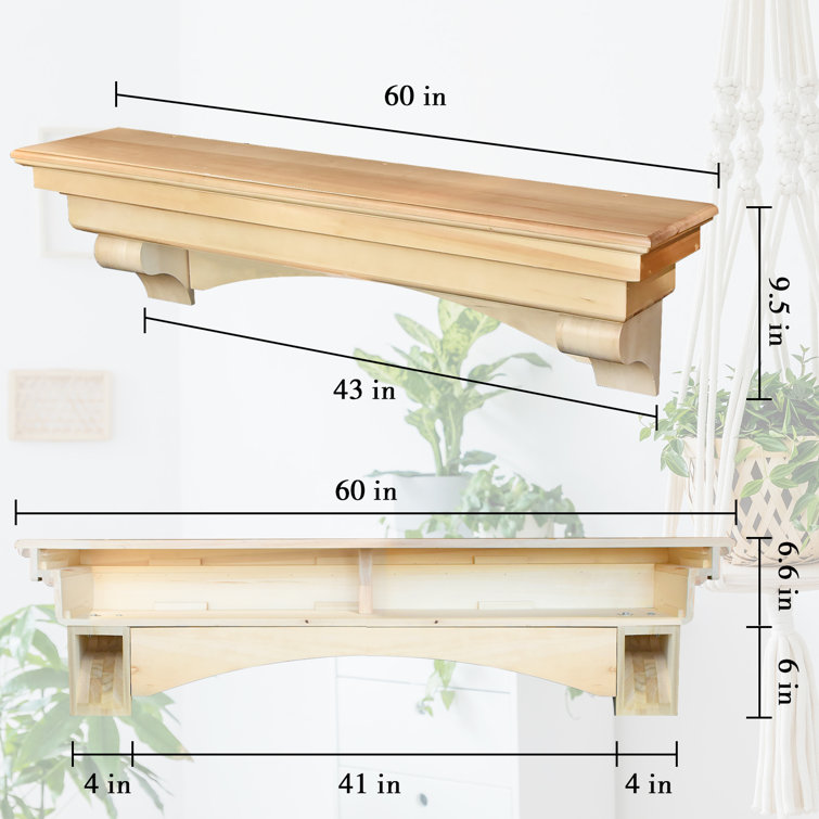 Wood Fireplace Mantel Shelf Alcott Hill Shelf Length: 72 in