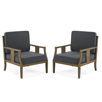 Teak Outdoor Two Pieces Chair Set with Cushions