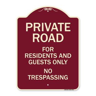 Enseigne architecturale en aluminium de gros calibre de 18 po x 24 po signée Signmission Designer Series - route privée pour les résidants et les invités seulement Protéger votre entreprise Fabriqué aux États-Unis