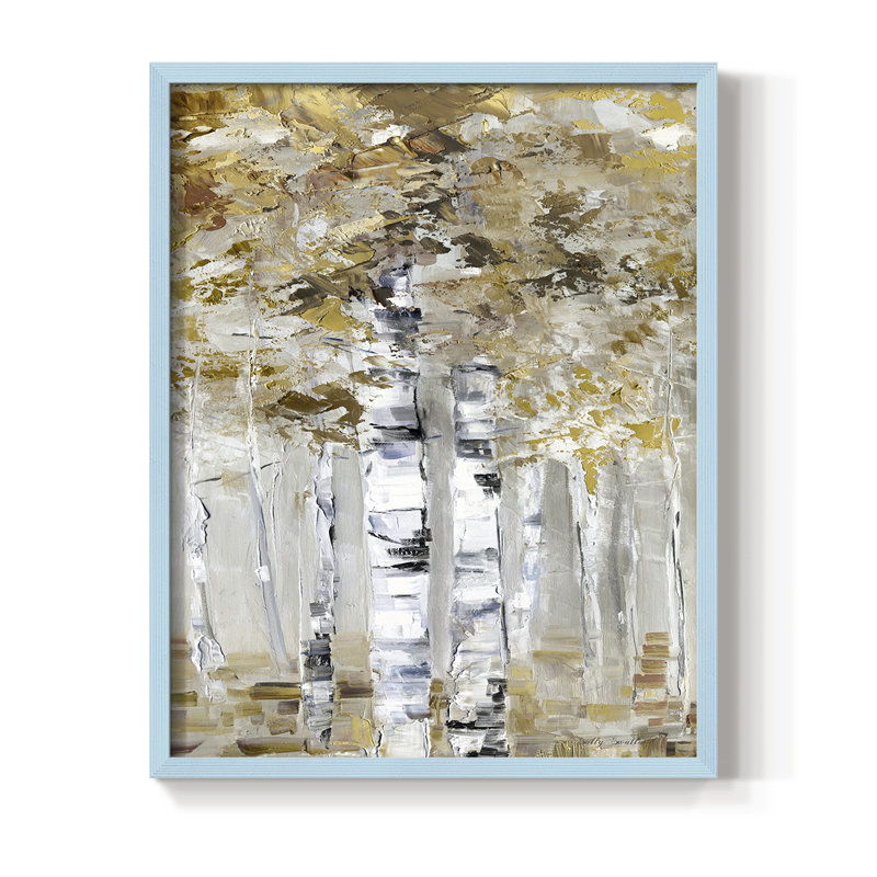 «Neutral Birch II», reproduction encadrée - bois massif, H 11 po x l 9 po, Bleu