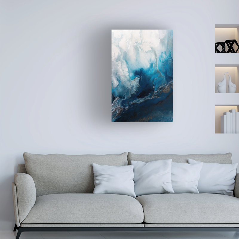Œuvre sur toile bleu Petra, H 19 po x l 12 po