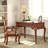 Retro Brown Rectangular Solid Wood Writing Desk-872800048