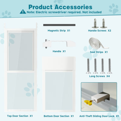 Dog Door For Sliding Glass Door, Adjustable Height, Doggy Door With Lock For Renters And Apts