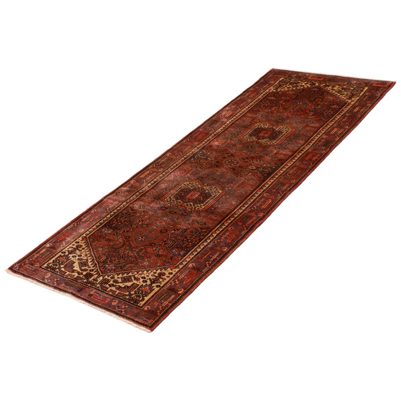 Tapis de couloir unique en laine 3 pi 7 po x 9 pi 9 po Charvon