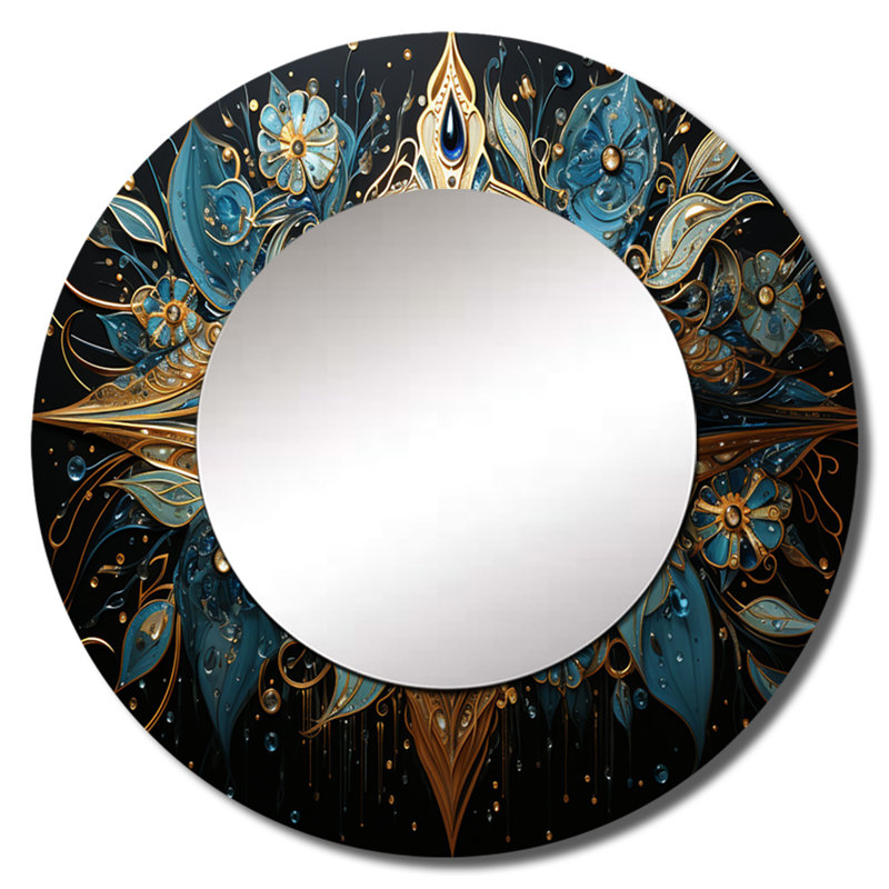 Judaïsme Hamsa Blessings Eye I - grand miroir de Judaïsme, miroir mural décoratif traditionnel, impression d'art en métal