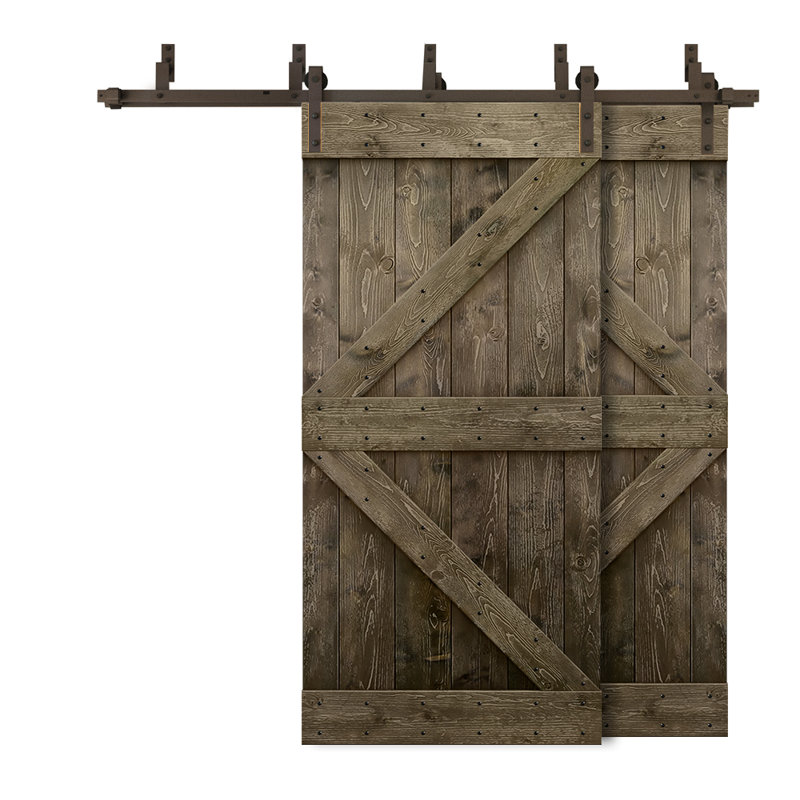 Porte de grange double à panneaux en bois teinté K Series, H 84 po x l 40 po, Espresso