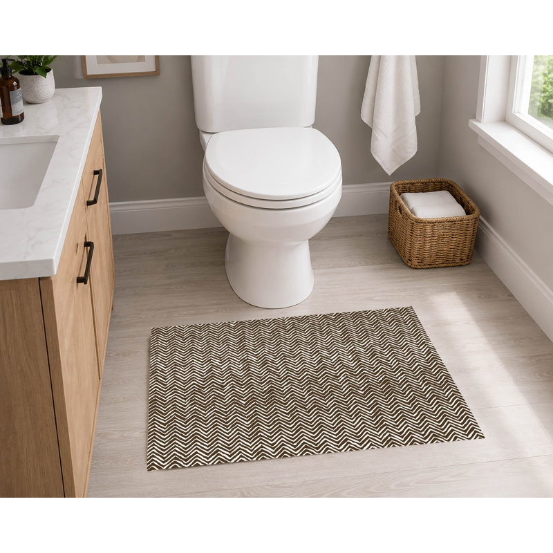 Tapis de toilette rectangulaire antidérapant à chevrons