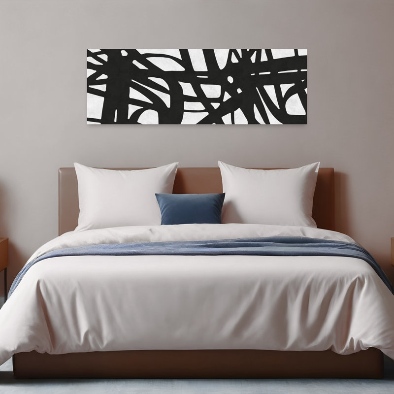 "Bold Interlocking Lines", art mural contemporain abstrait, H 16 po x l 48 po
