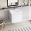 Meuble-lavabo mural de 76 cm avec vasque. Vasque en résine, tiroirs à fermeture amortie. Blanc brillant 24v11-30gw. Élément de rangement élégant et pratique à poser.