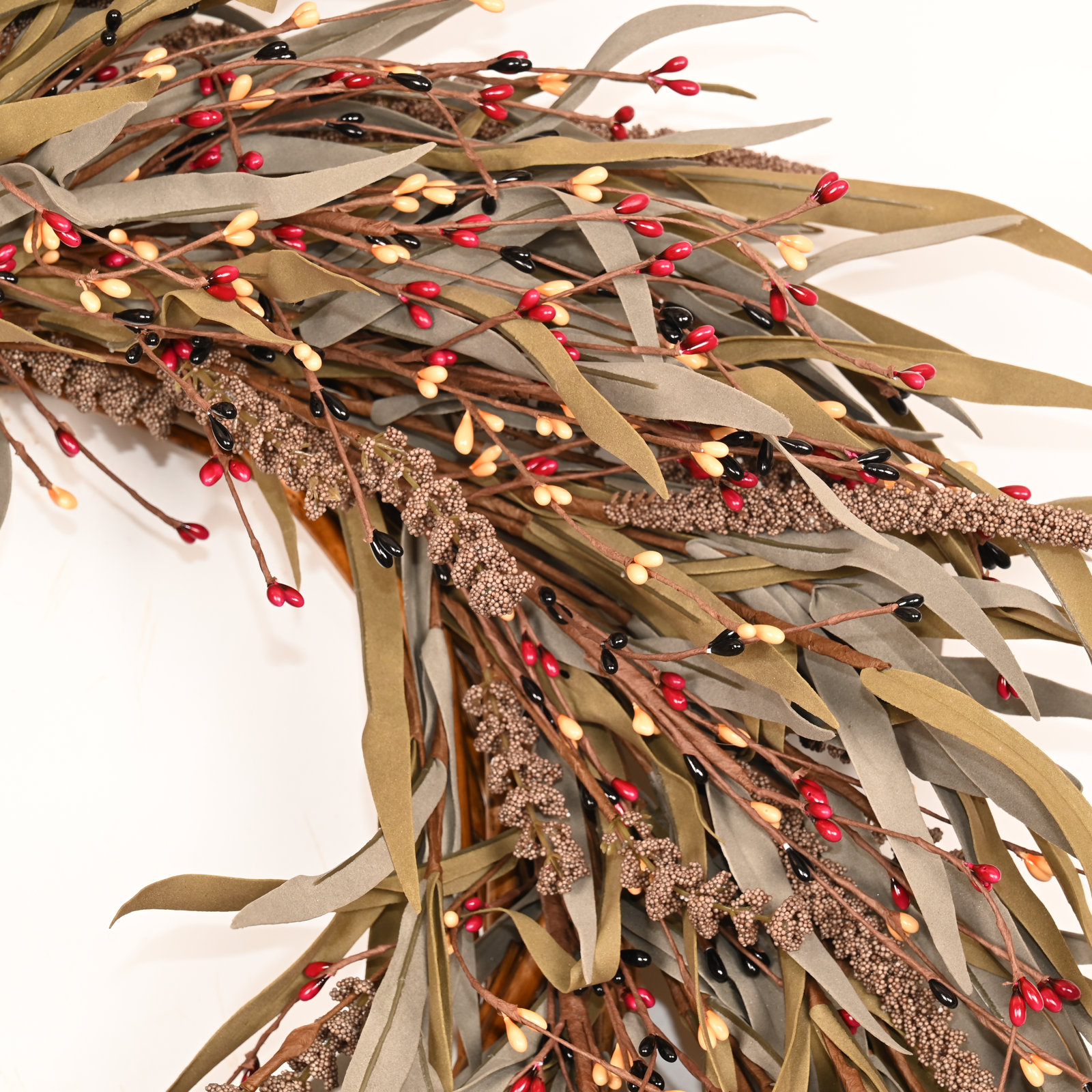 24" Grass, Berry Thanksgiving Wreath, Multi Color